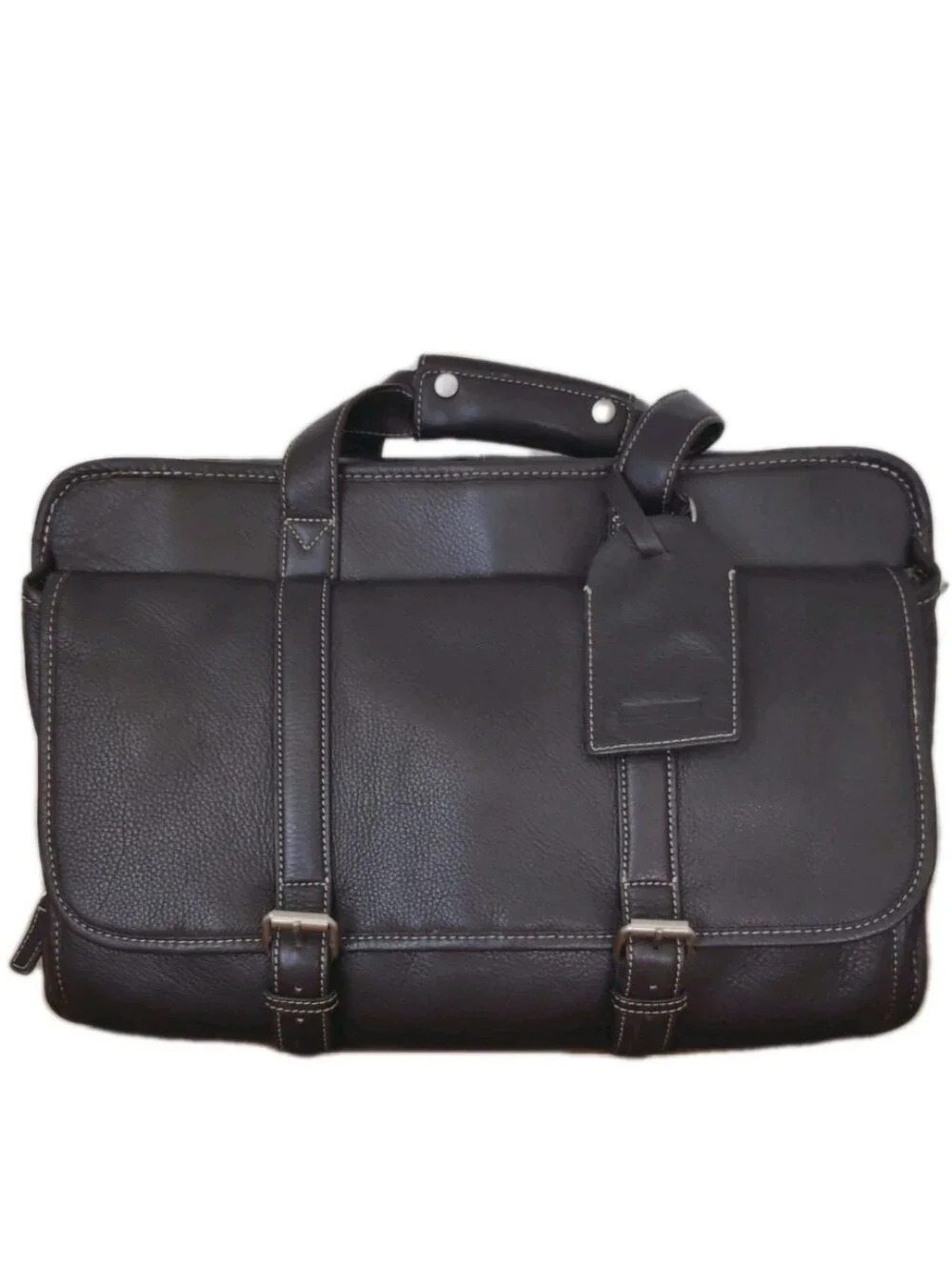 Levenger Luxury Pebbled Leather Expandable Briefcase.